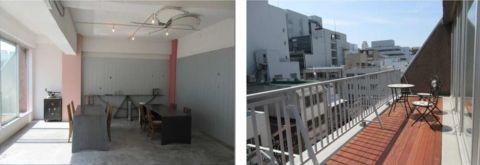 6階、リフレッシュルーム&共用バルコニー