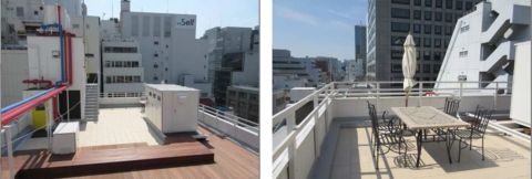 屋上、休憩スペース